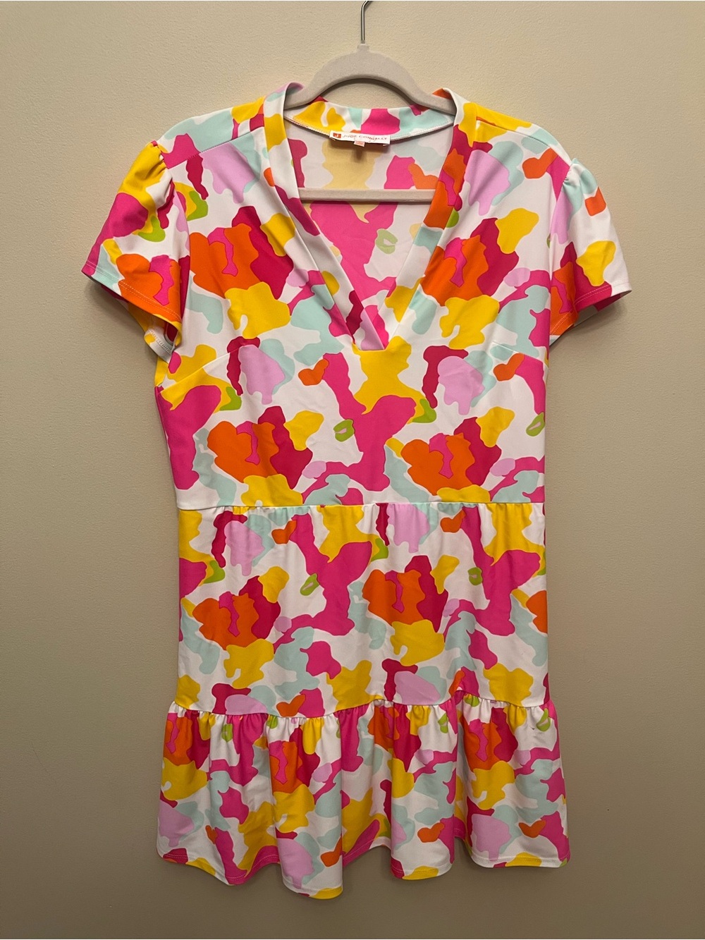 Jude Connally Spring Party Camo Dress Women's Size Large Colorful Bright